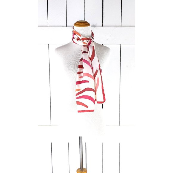 Vintage Avon red pink striped long neck head scarf - Picture 1 of 6